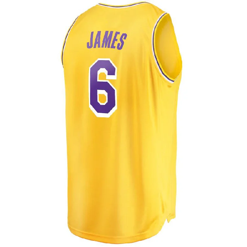 Athletic Basketball Jersey for High-Intensity Games-LA.Lakers #6 LeBron James Fanatics Branded Youth 2021-22 Fast Break Replica Player Jersey Icon Edition Gold Stitched American Basketball Jersey