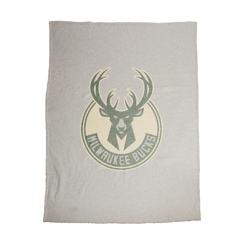 Soft Team Home Textiles for Team-Themed Guest Rooms-Milwaukee Bucks Oversized Logo Sublimated Sweatshirt Blanket