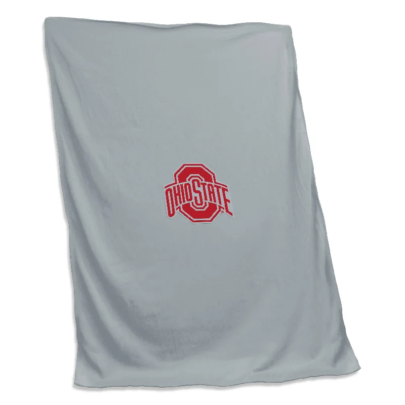 Team Home Textiles with Practical and Stylish Storage Solutions-Ohio State Gray Sweatshirt Blanket (Screened)