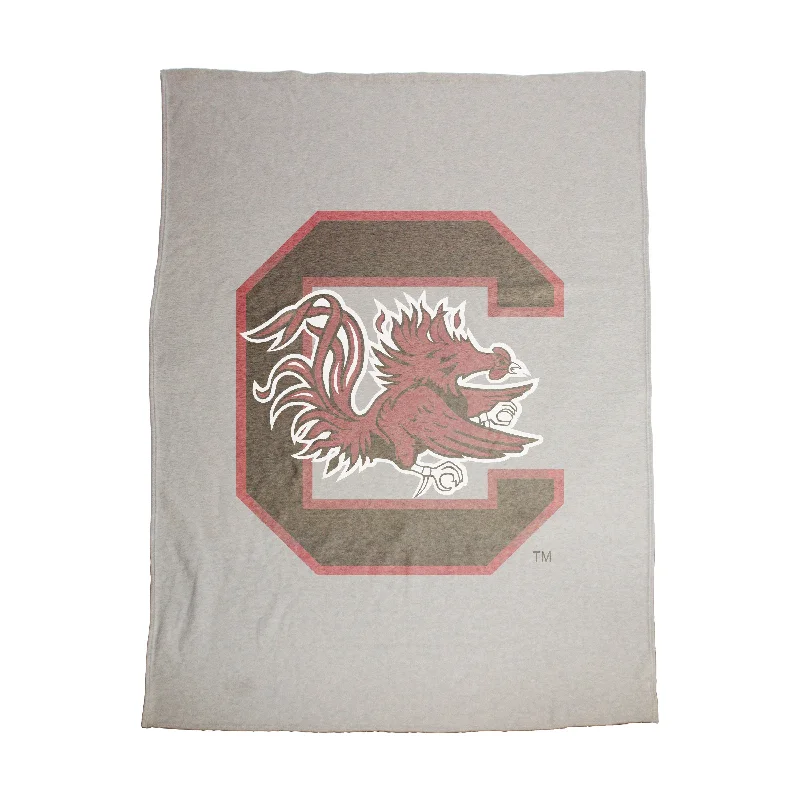 Eco-Friendly Team Home Textiles for Sustainable Support-South Carolina Oversized Logo Sublimated Sweatshirt Blanket