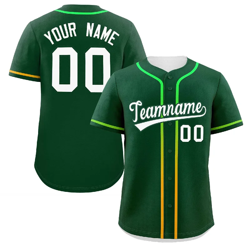 Lightweight Baseball Jersey for Spring Training-Custom Green White Personalized Gradient Ribbed Design Authentic Baseball Jersey