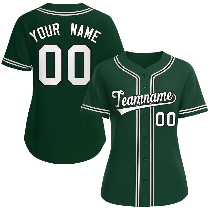 Baseball Jersey with Adjustable Fit for Comfort-Custom Green White-Black Classic Style Baseball Jersey For Women