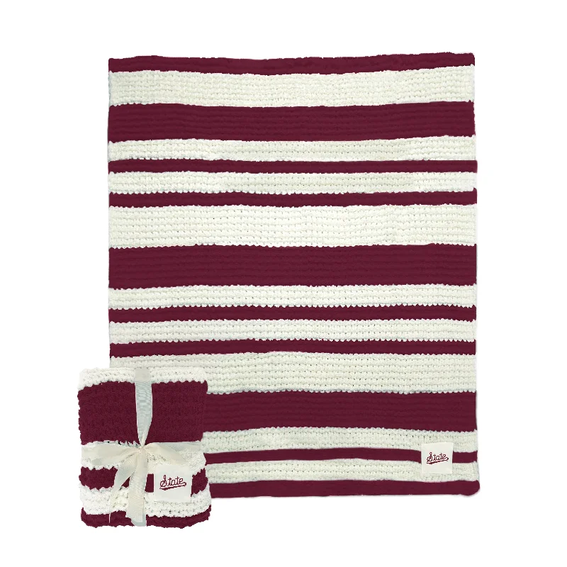 Team Home Textiles with Embroidered Team Logos for Luxury Touch-Mississippi State Script Cable Knit Throw 50x60