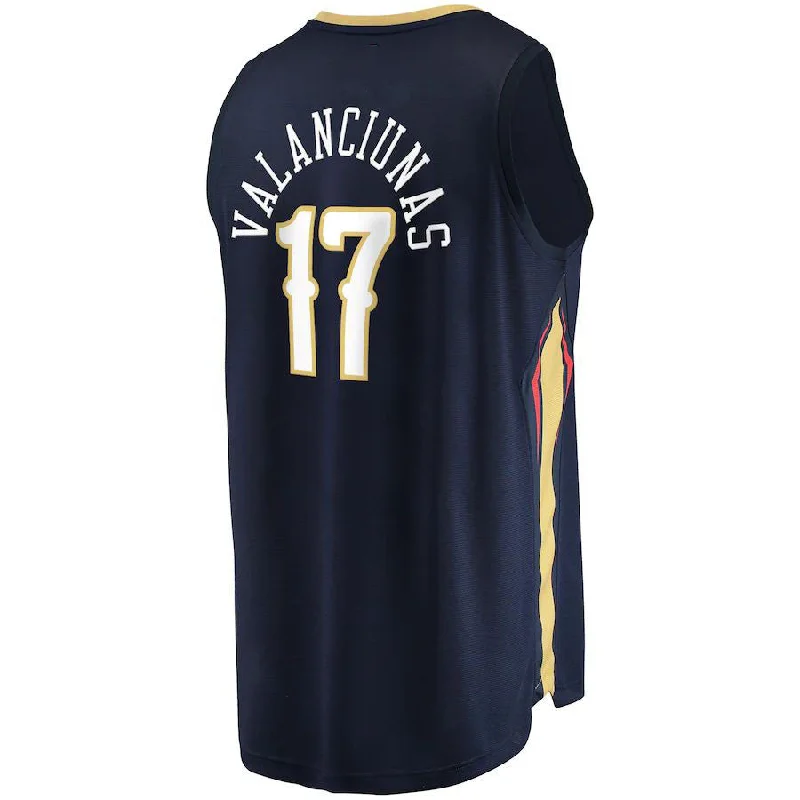 Youth Basketball Jersey for Kids and Teens-NO.Pelicans #17 Jonas Valanciunas Fanatics Branded  2021-22 Fast Break Replica Jersey Navy Icon Edition Stitched American Basketball Jersey