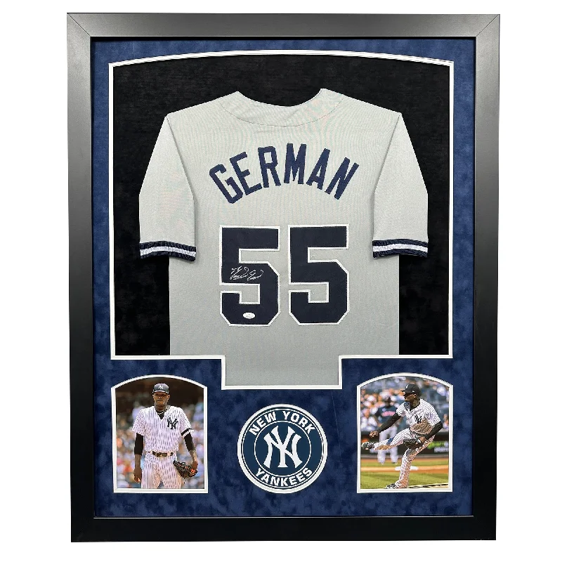 Comfortable Baseball Jersey for Youth Sports Teams-Domingo German Signed New York Gray Custom Double-Suede Framed baseball Jersey (JSA)