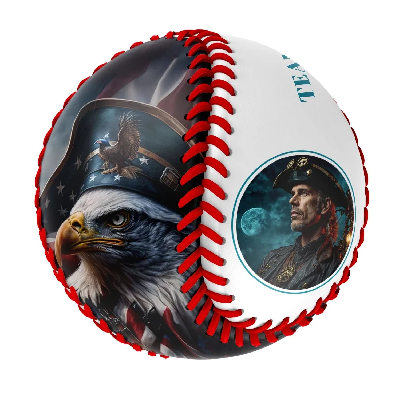 Baseball for Fast-Pitch Games-Personalized White American Flag Eagle Pirates Photo Baseballs