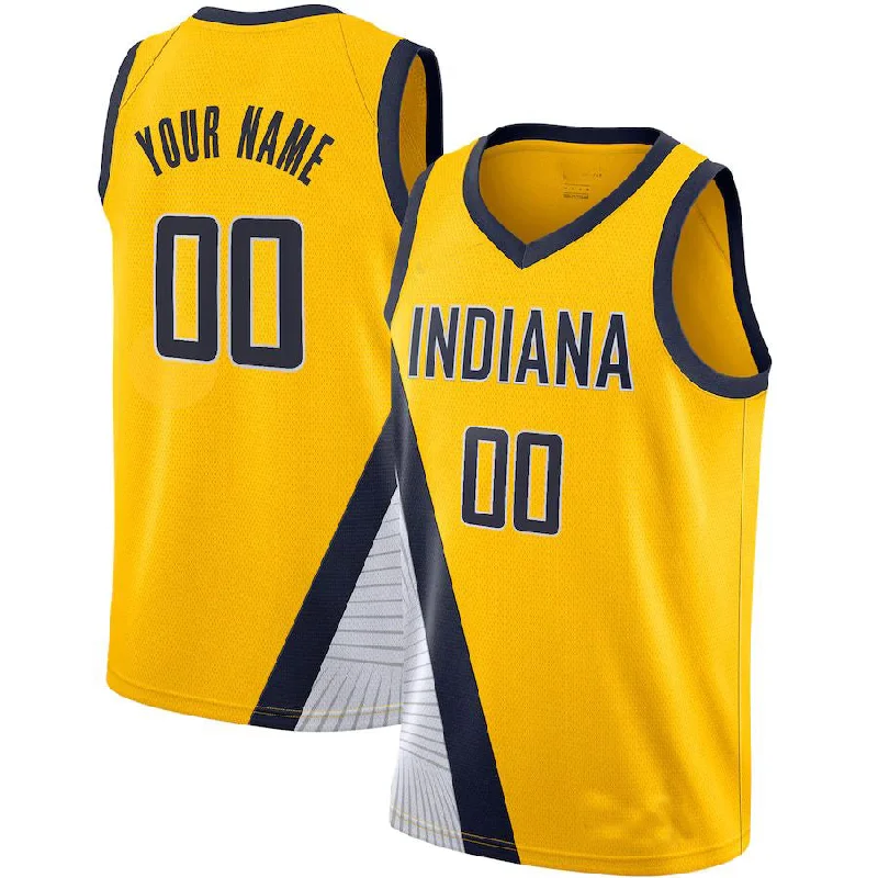 Stylish Basketball Jersey with Graphics and Text-Custom IN.Pacers 2019-20 Swingman Jersey Statement Edition Yellow Stitched Basketball Jersey