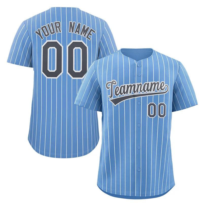 Custom Baseball Jersey with Your Own Text-Custom Light Blue Navy-White Stripe Fashion Authentic Baseball Jersey