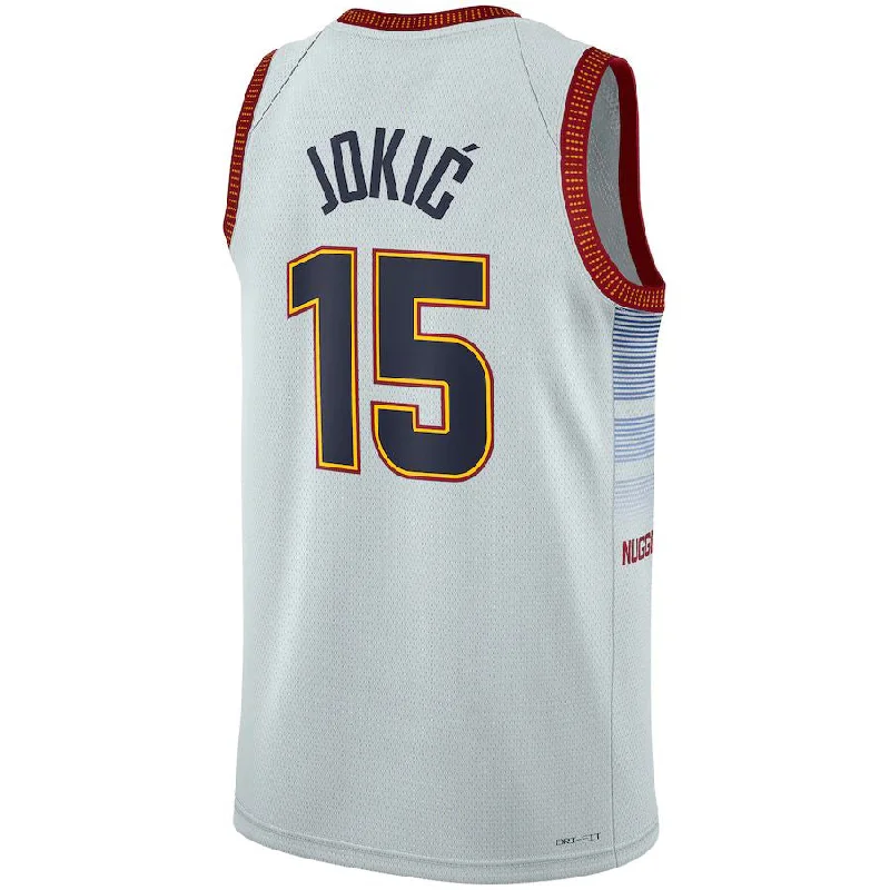 Premium Basketball Jersey with Stretch Technology-D.Nuggets #15 Nikola Jokic Unisex 2022-23 Swingman Jersey City Edition White Stitched American Basketball Jersey