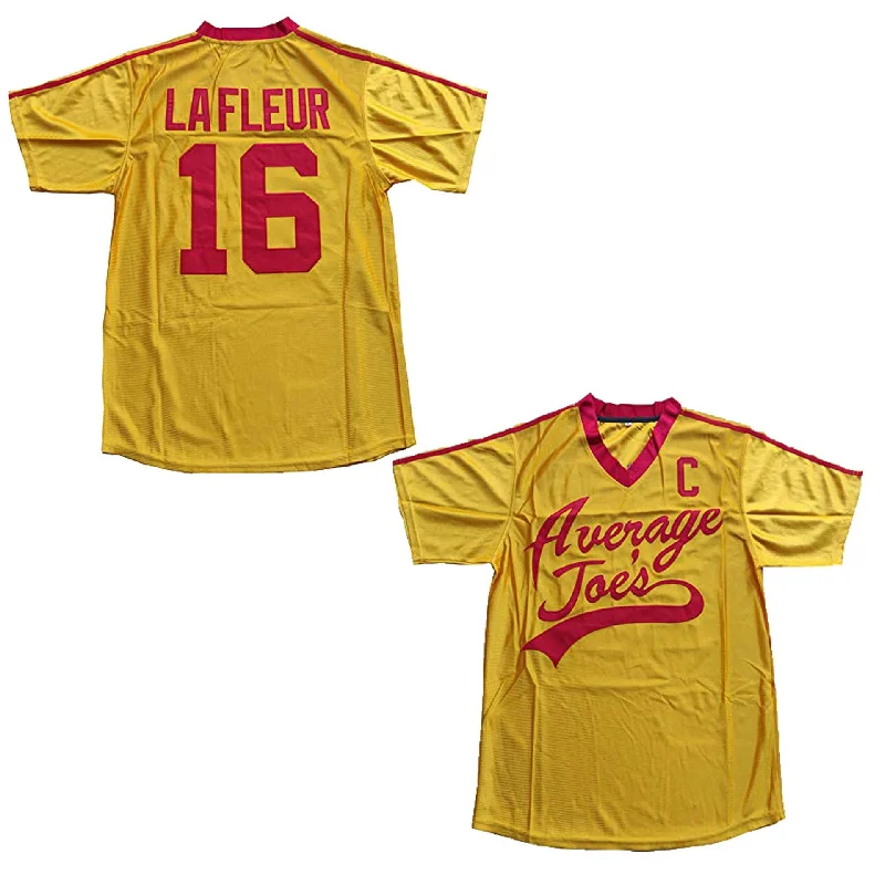 Team Baseball Jersey with Embroidered Logo-Average Joe's #16 Lafleur Stitched Movie Retro Baseball Jersey Yellow