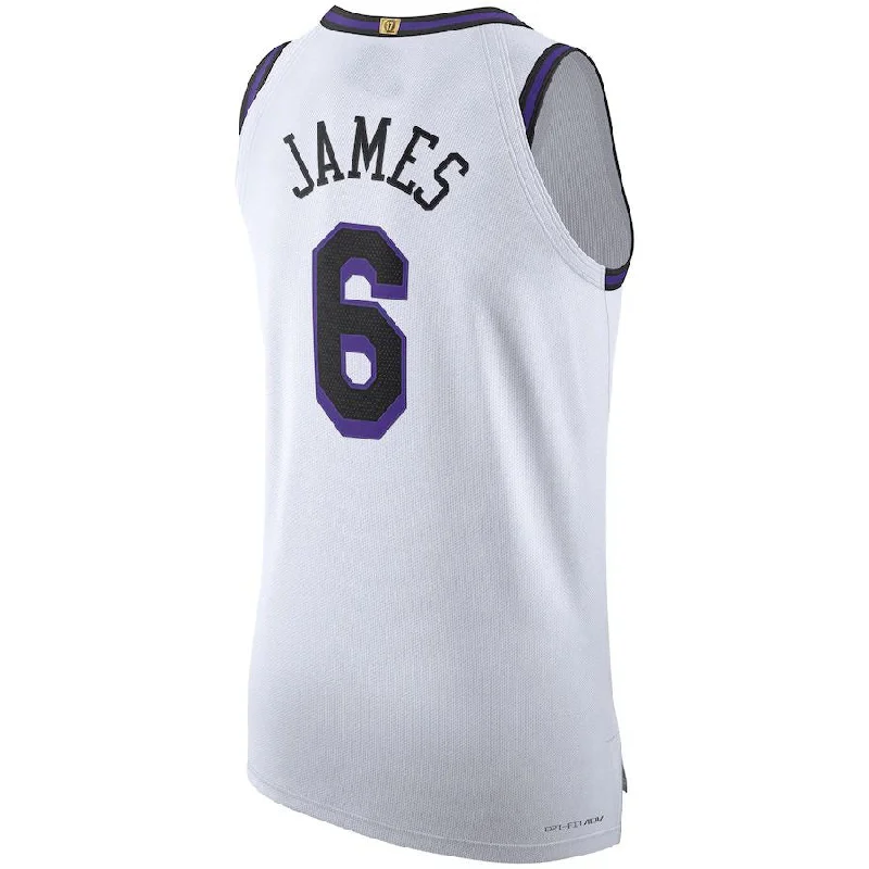 Premium Cotton Basketball Jersey for Comfort-LA.Lakers #6 LeBron James 2022-23 Authentic Jersey City Edition White Stitched American Basketball Jersey