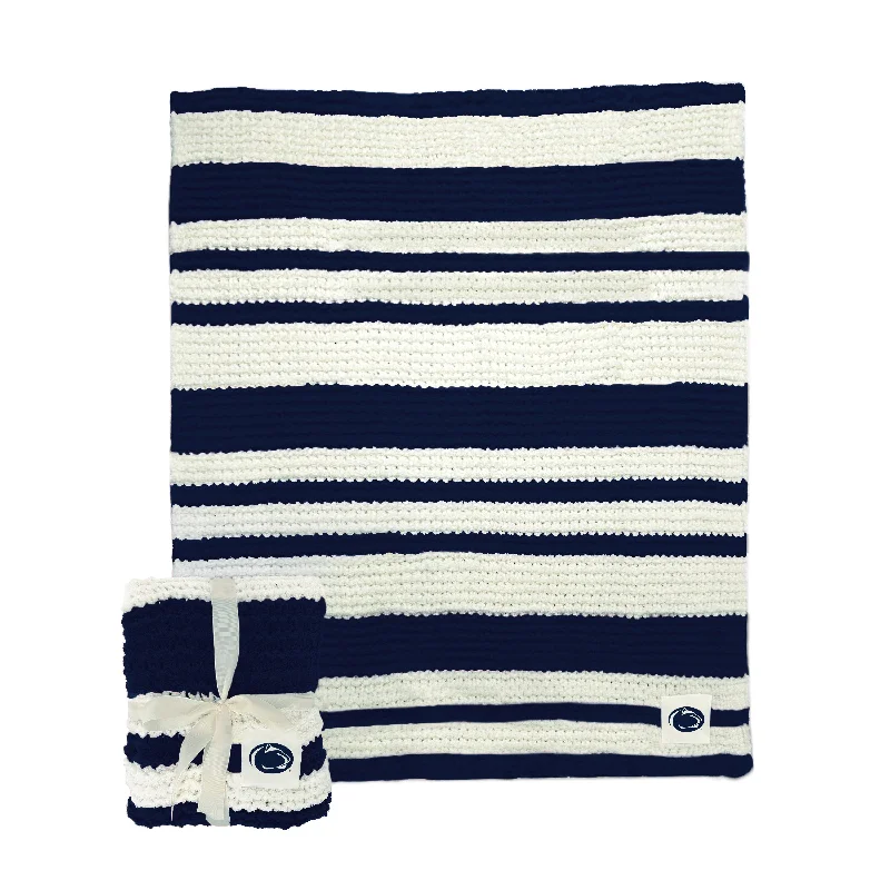 Personalized Team Home Textiles for College Dorm Rooms-Penn State Cable Knit Throw 50x60