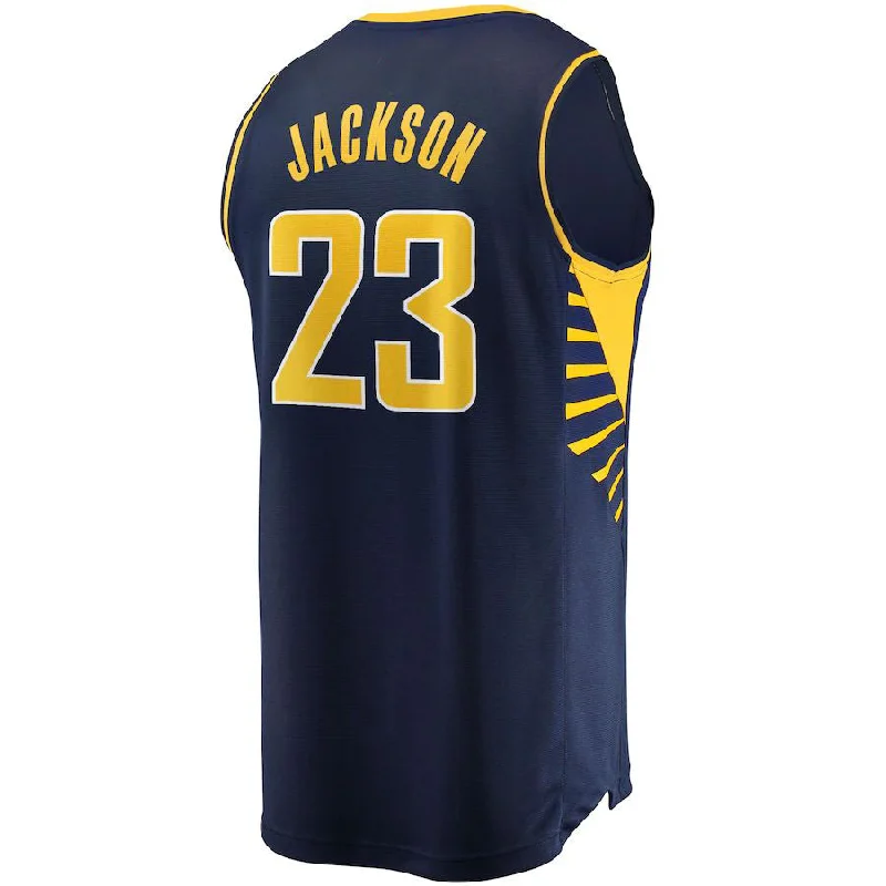 Custom Printed Basketball Jersey for Fan Support-IN.Pacers #23 Isaiah Jackson Fanatics Branded 2021-22 Fast Break Replica Jersey Icon Edition Navy Stitched American Basketball Jersey