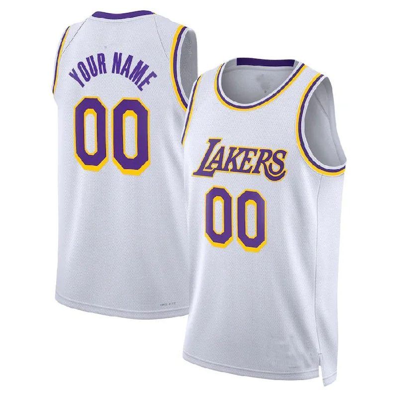 Stylish Basketball Jersey for Gym Workouts-Custom LA.Lakers Unisex 2022-23 Swingman Jersey White Association Edition Stitched Basketball Jersey