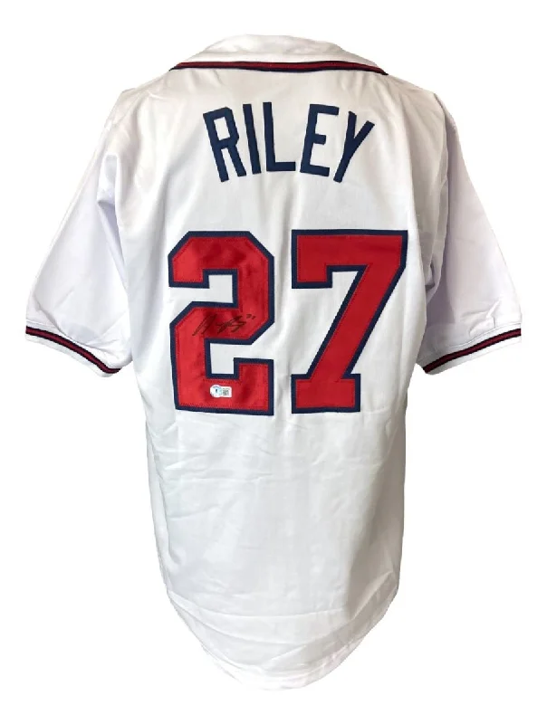 Baseball Jersey with Stitched Team Name-Austin Riley Atlanta Signed White Baseball Jersey BAS