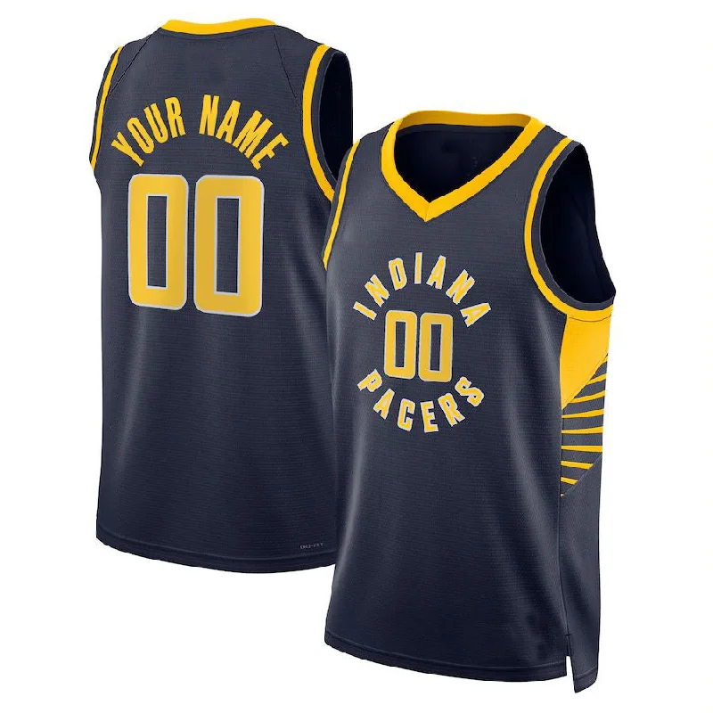 Basketball Jersey with Reflective Detailing for Visibility-Custom IN.Pacers Unisex 2022-23 Swingman  Icon Edition Navy Stitched Basketball Jersey