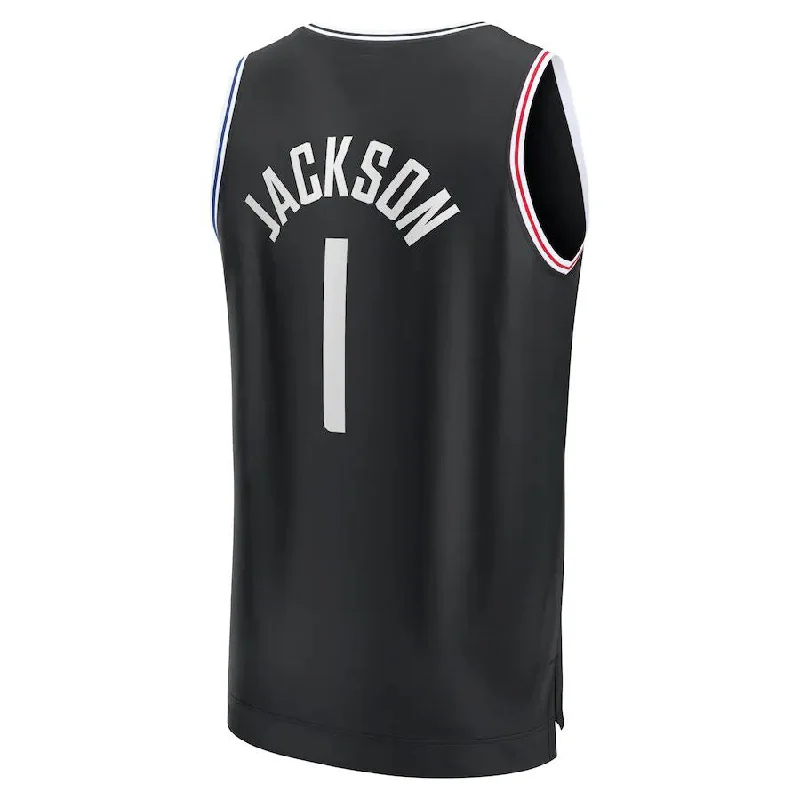 Youth Basketball Jersey for Kids and Teens-LA.Clippers #1 Reggie Jackson Fanatics Branded 2022-23 Fastbreak Jersey City Edition Black Stitched American Basketball Jersey