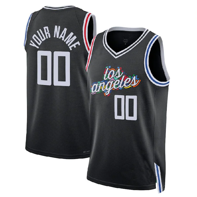 Basketball Jersey with Bold Colors for Team Spirit-Custom LA.Clippers Unisex 2022-23 Swingman Jersey City Edition Black Stitched Basketball Jersey