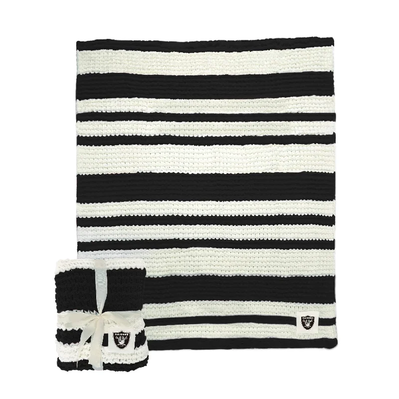 Team Home Textiles with Embroidered Team Logos for Luxury Touch-Las Vegas Raiders Cable Knit Throw 50x60