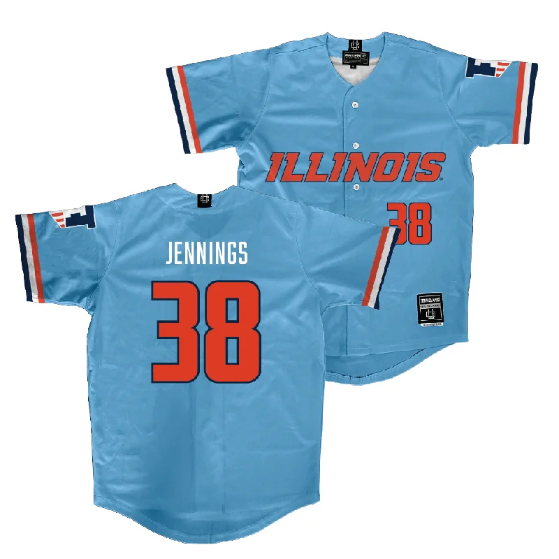 Baseball Jersey with Personalized Name and Number-Illinois Light Blue Baseball Jersey  - Collin Jennings