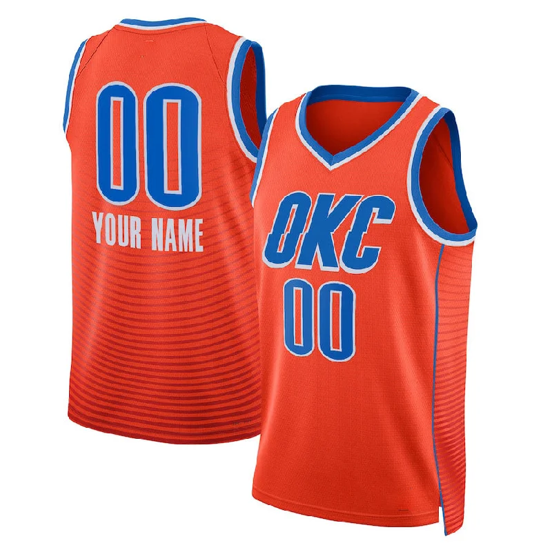 Basketball Jersey with Custom Logo for Teams-Custom OC.Thunder  Jordan Brand Unisex 2022-23 Swingman Jersey Statement Edition Orange Stitched Basketball Jersey