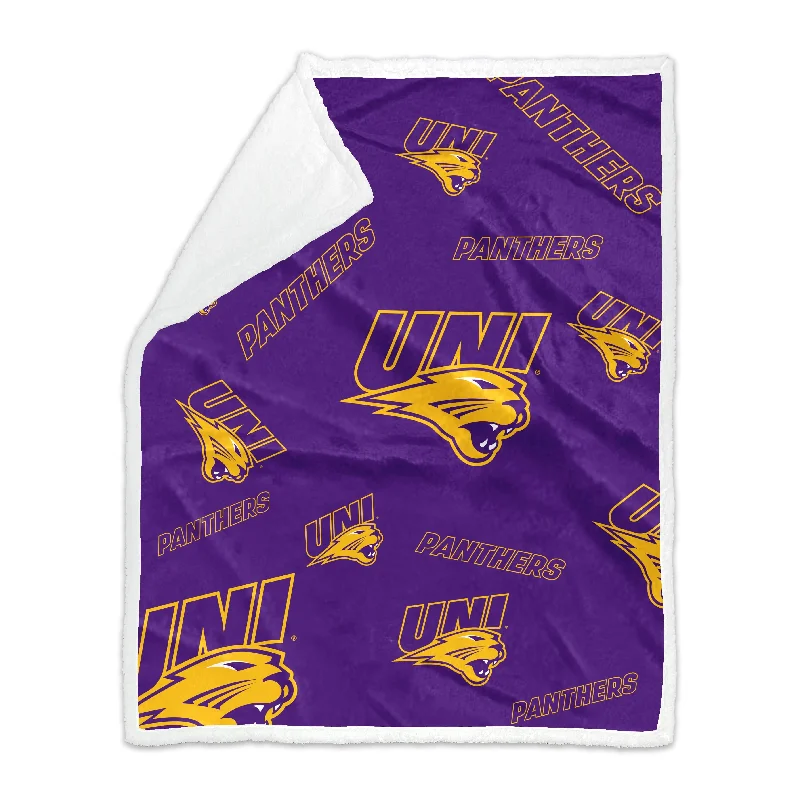 Customizable Team Home Textiles for Ultimate Fan Bedrooms-Northern Iowa 50x60 Plush Sherpa Throw