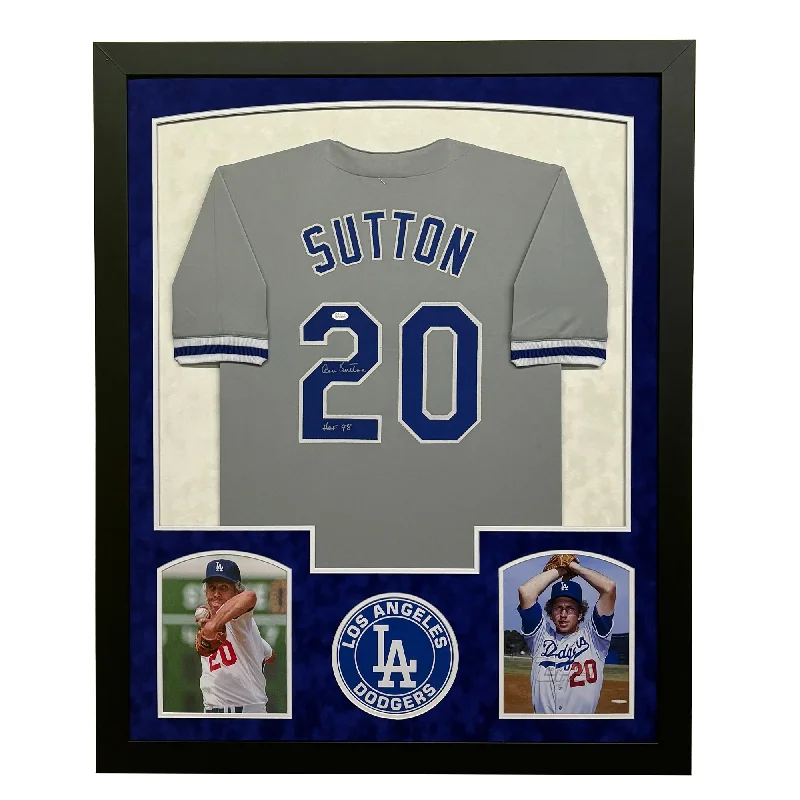 Baseball Jersey with Stitched Team Name-Don Sutton Signed Los Angeles Grey Custom Suede Matte Framed Baseball Jersey