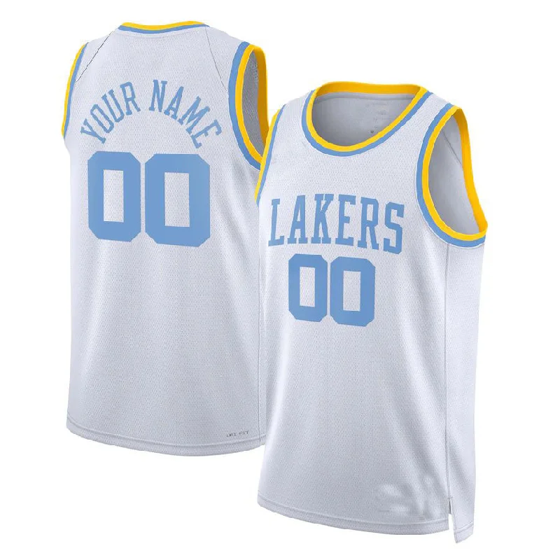 Trendy Basketball Jersey for Sports Fashionistas-Custom LA.Lakers Unisex 2022-23 Custom Swingman Jersey Classic Edition White Stitched Basketball Jersey