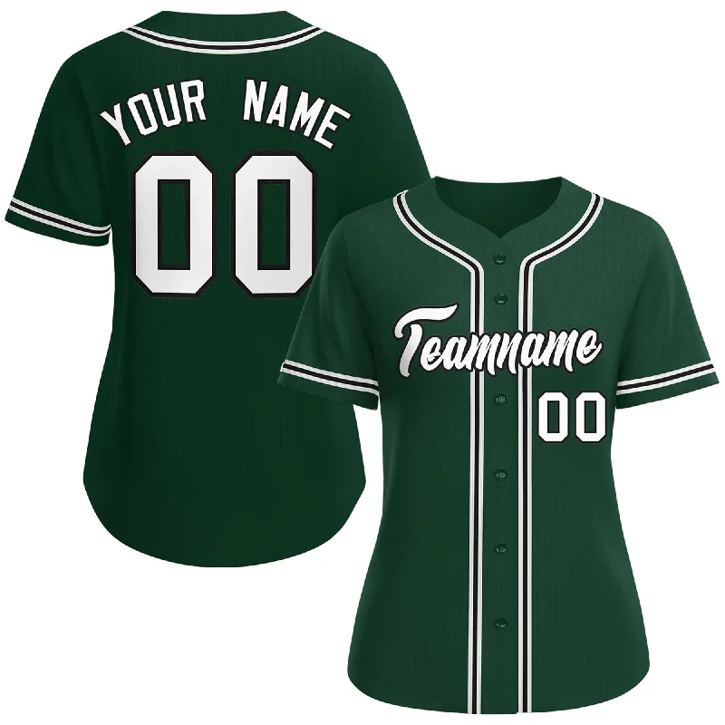 Classic Baseball Jersey for Fan Collections-Custom Green White-Black Classic Style Baseball Jersey For Women