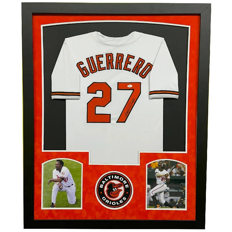 Personalized Baseball Jersey for Special Events-Vladimir Guerrero Jr Signed Toronto White Custom Double-Suede Framed baseball Jersey (JSA)