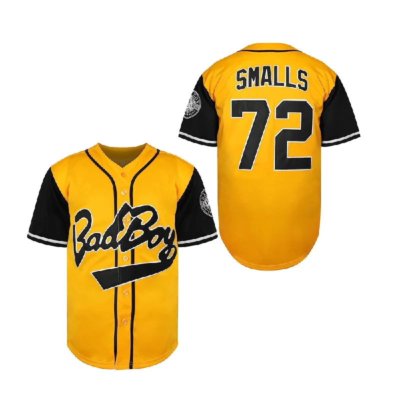 Baseball Jersey with Adjustable Fit for Comfort-Biggie Smalls Bad Boy Baseball Jersey #72 Yellow Color