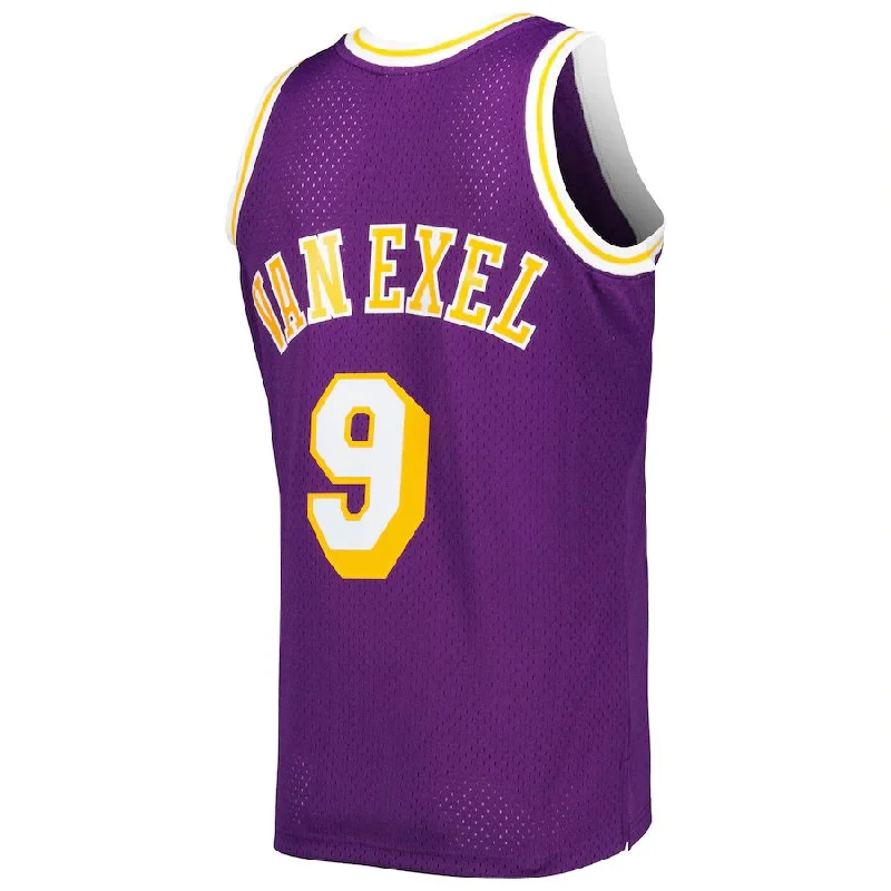 Custom Basketball Jersey for Charity Games-LA.Lakers #9 Nick Van Exel Mitchell & Ness 1996-97 Hardwood Classics Swingman Jersey Purple Stitched American Basketball Jersey