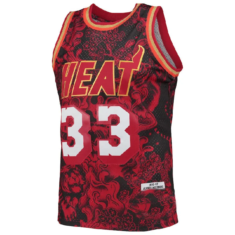 Soft Basketball Jersey for Casual Wear-M.Heat #33 Alonzo Mourning Mitchell & Ness Hardwood Classics 1996-97 Lunar New Year Swingman Jersey Red Stitched American Basketball Jersey