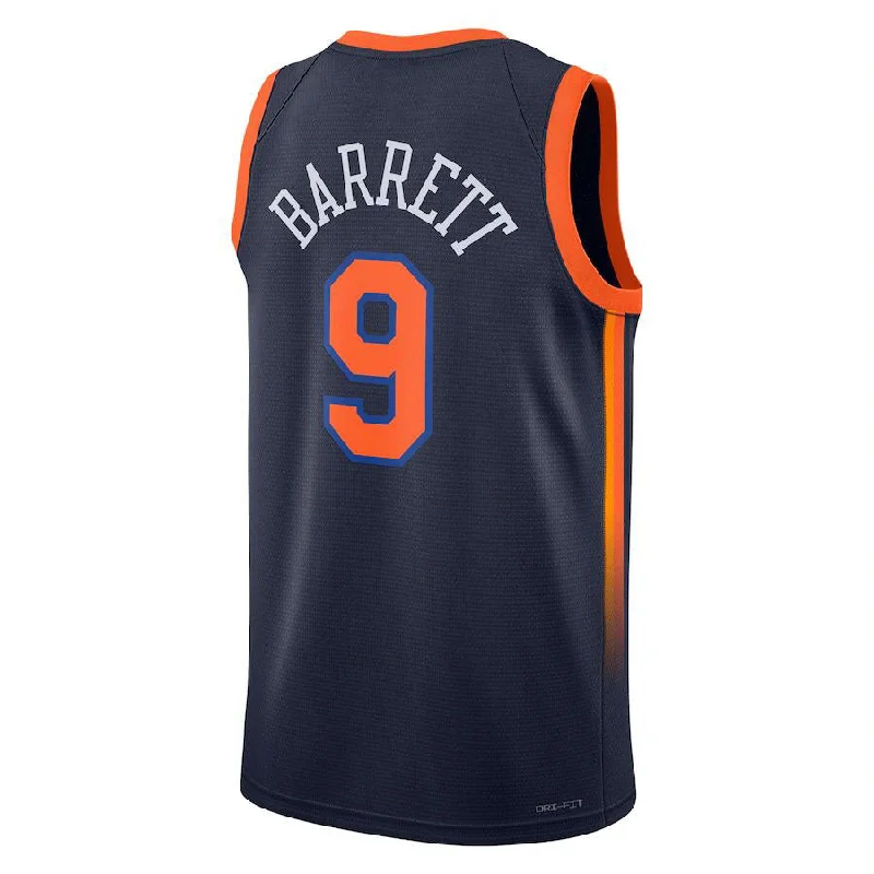 Basketball Jersey for High School and College Players-NY.Knicks #9 RJ Barrett Jordan Brand 2022-23 Swingman Jersey Statement Edition Navy Stitched American Basketball Jersey