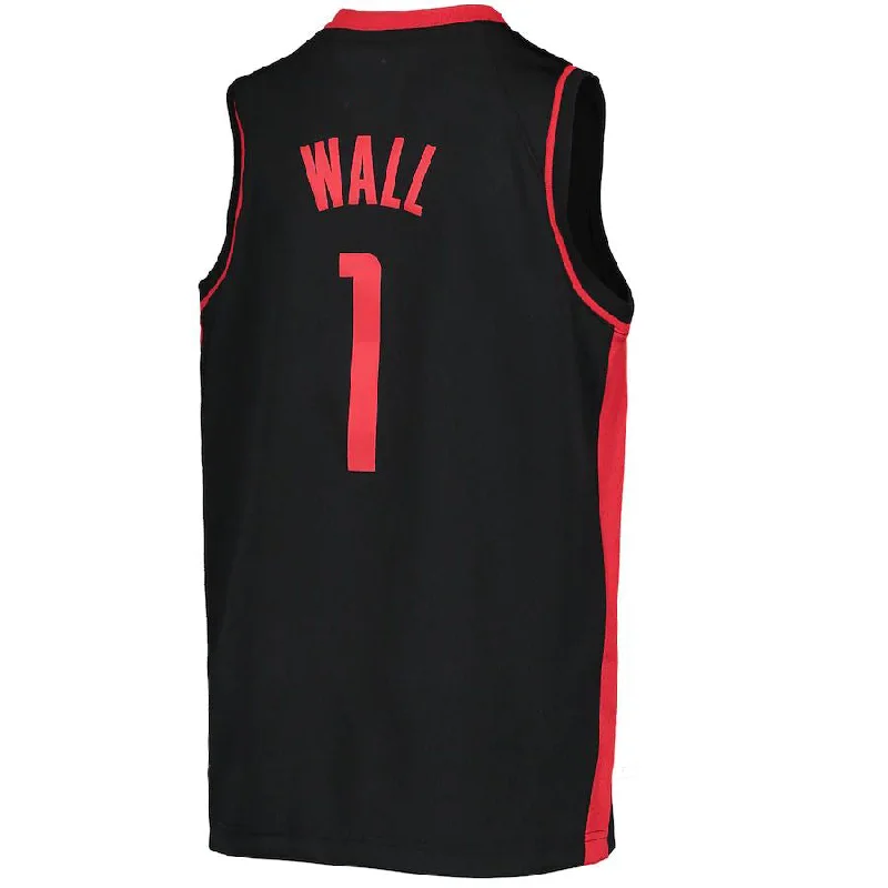 Breathable Basketball Jersey for Quick Movements-H.Rockets #1 John Wall 2020-21 Swingman Player Jersey Earned Edition Black Stitched American Basketball Jersey