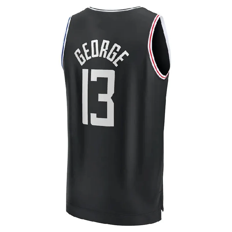 Basketball Jersey with Team Logo for Fans-LA.Clippers #13 Paul George Fanatics Branded 2022-23 Fastbreak Jersey City Edition Black Stitched American Basketball Jersey