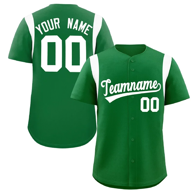 Team Baseball Jersey for Group Sports-Custom Kelly Green White Classic Style Personalized Full Button Authentic Baseball Jersey