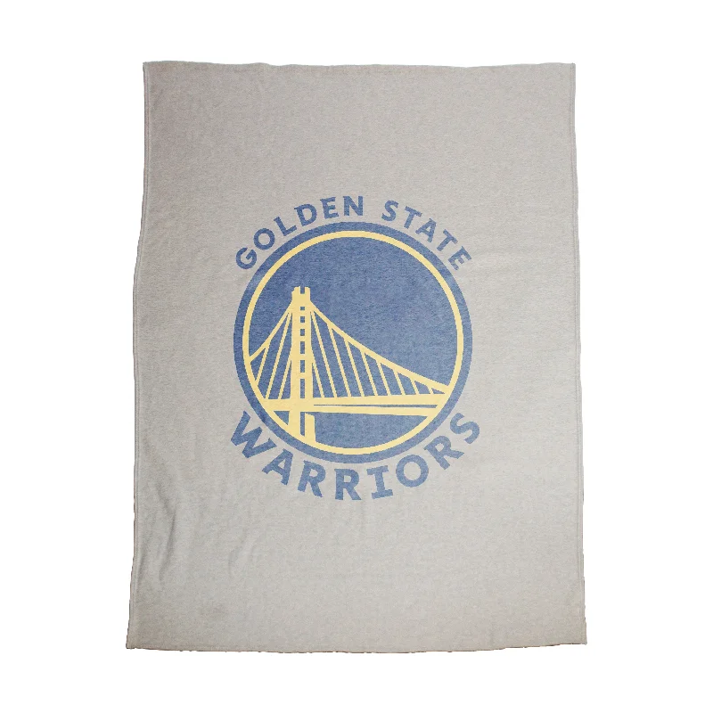 Team Home Textiles with Sports Team Logos for Fanatic Bedrooms-Golden State Warriors Oversized Logo Sublimated Sweatshirt Blanket