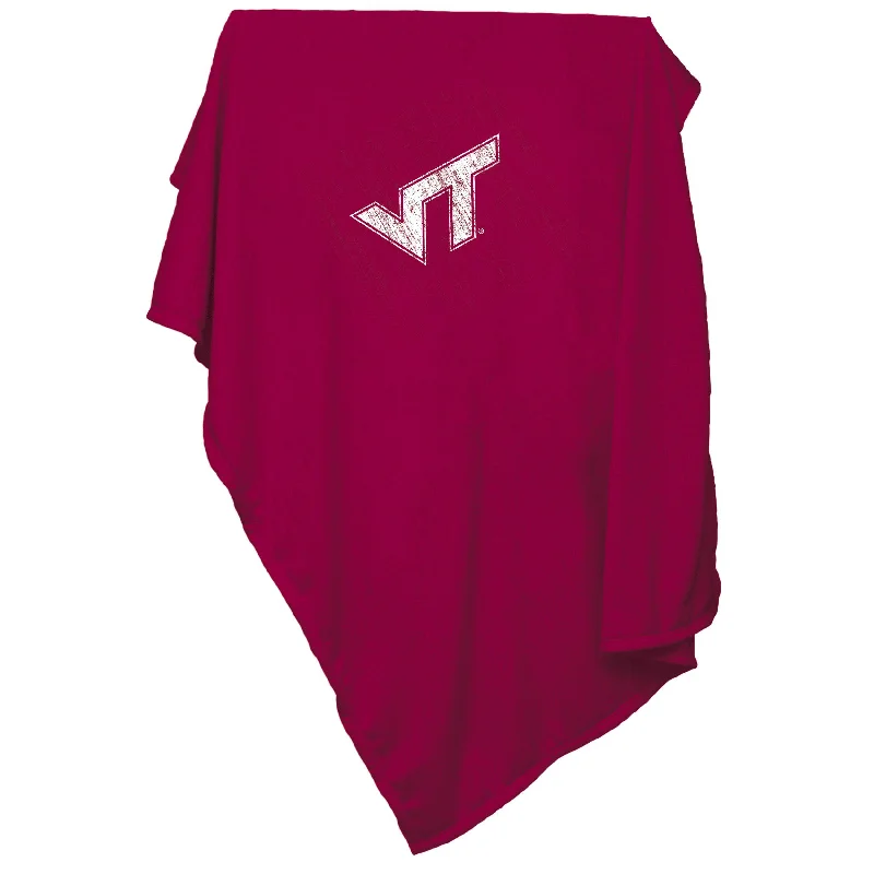 Team Home Textiles Featuring Pillows and Cushions with Team Branding-Virginia Tech Sweatshirt Blanket (Screened)