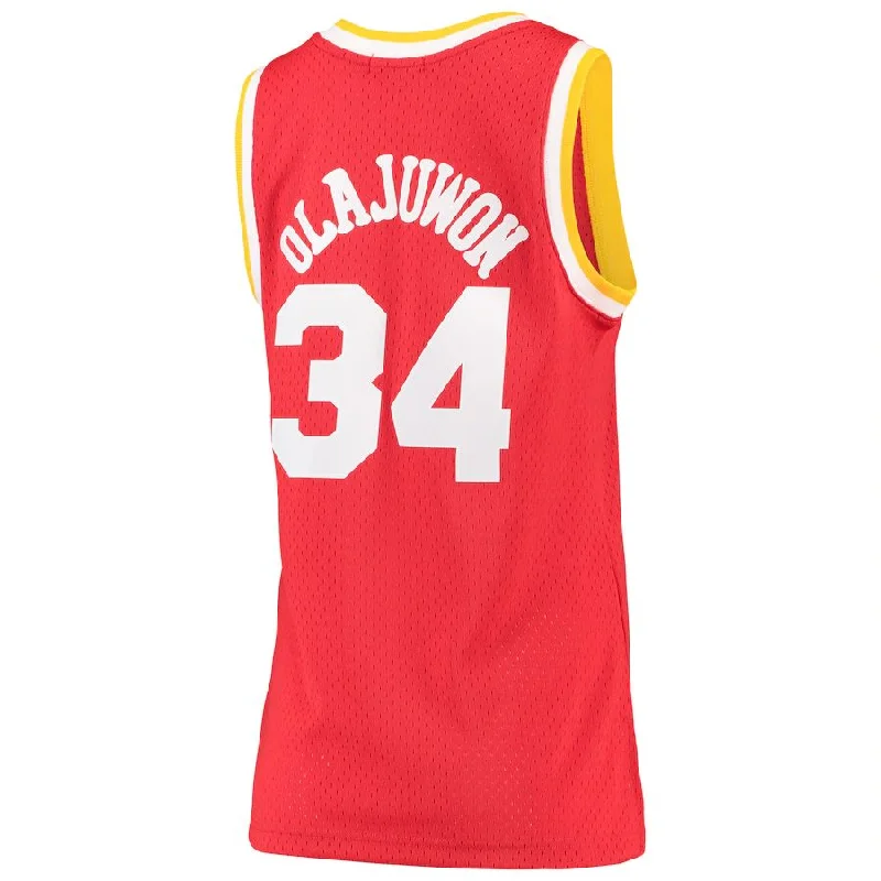 Comfortable Basketball Jersey for All-Day Wear-H.Rockets #34 Hakeem Olajuwon Mitchell & Ness 1993-94 Hardwood Classics Swingman Jersey Red Stitched American Basketball Jersey