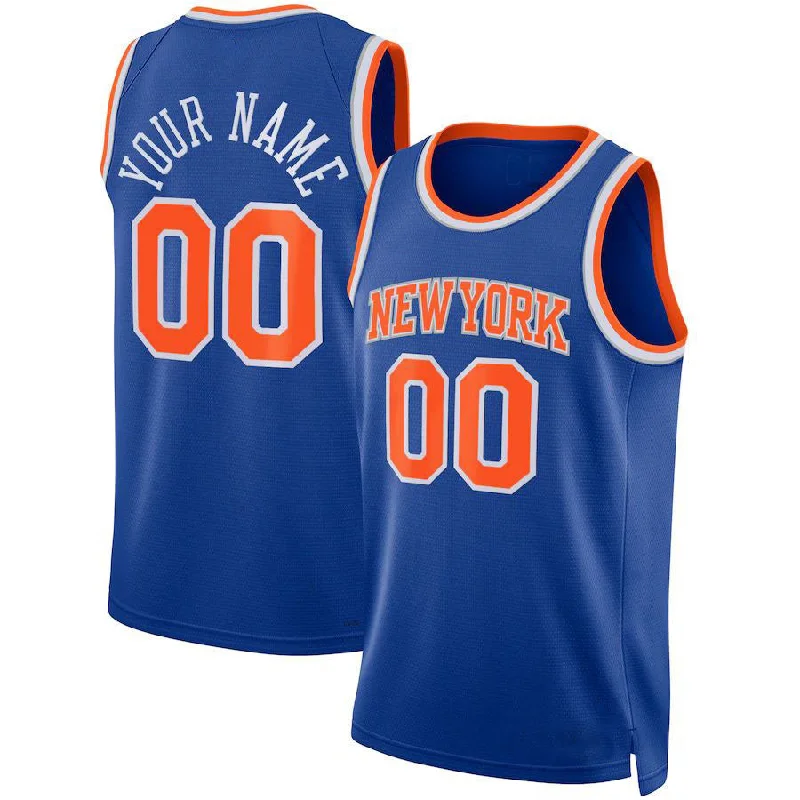 Sports Basketball Jersey with Moisture-Wicking Technology-Custom NY.Knicks 2021-22 Diamond Swingman Jersey Icon Edition Blue Stitched Basketball Jersey