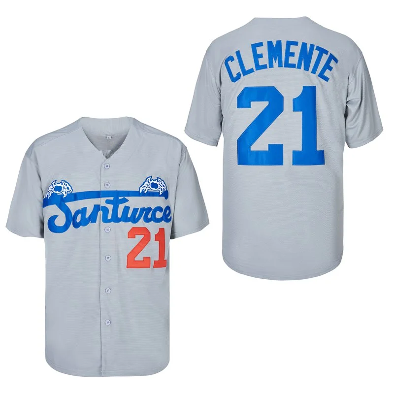 Lightweight Baseball Jersey for Easy Movement-Clemente #21 Santurce Crabbers Puerto Rico Baseball Jersey