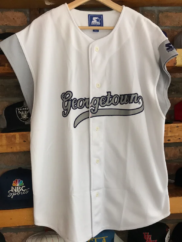 Classic Baseball Jersey for Fan Collections-Vintage Starter GeorgeTown Hoyas Blank Cut Off Baseball Jersey Size XL