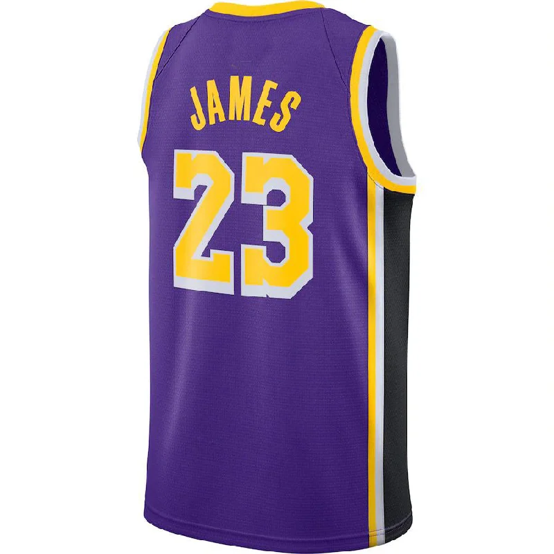 Retro Basketball Jersey with Throwback Designs-LA.Lakers #23 LeBron James Jordan Brand 2020-21 Swingman Jersey Statement Edition Purple Stitched American Basketball Jersey