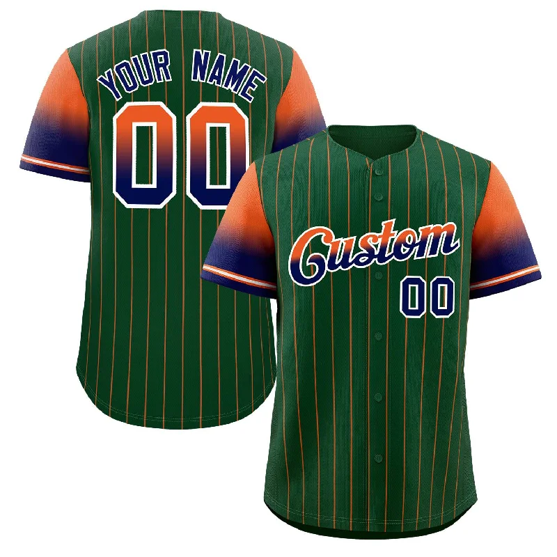 Premium Baseball Jersey for Competitive Play-Custom Green Orange Navy-White Stripe Font Gradient Fashion Authentic Baseball Jersey