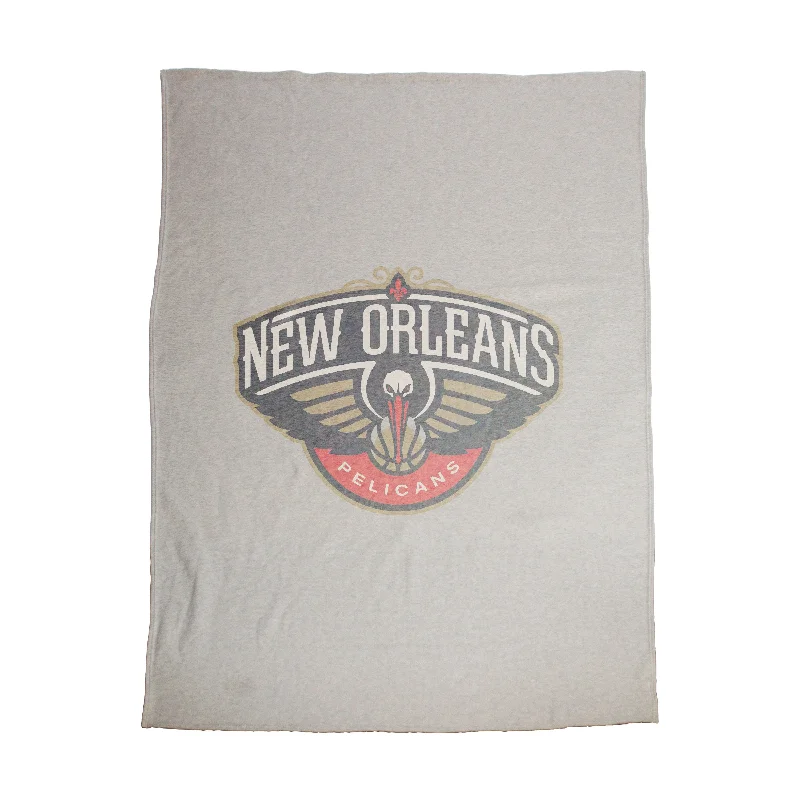 Custom Bedding Sets with Team Logos for Ultimate Fan Comfort-New Orleans Pelicans Oversized Logo Sublimated Sweatshirt Blanket