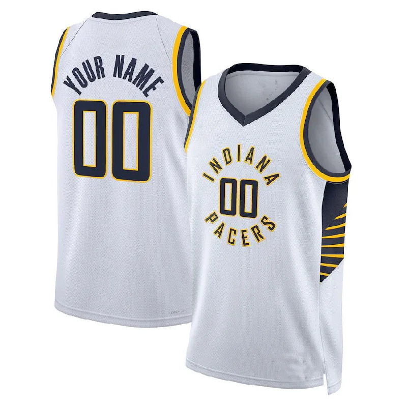 Basketball Jersey with Pockets for Convenience-Custom IN.Pacers Unisex 2022-23 Swingman Jersey White Association Edition Stitched Basketball Jersey