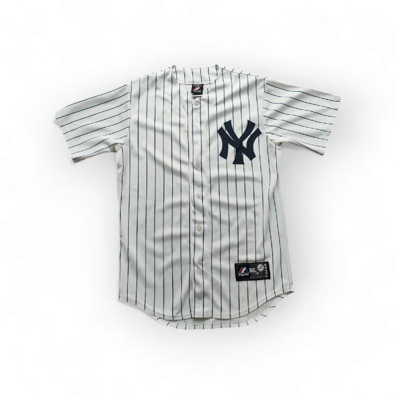 Soft Cotton Baseball Jersey for Comfort-Majestic New York Yankees MLB Baseball Jersey, White, Size Small