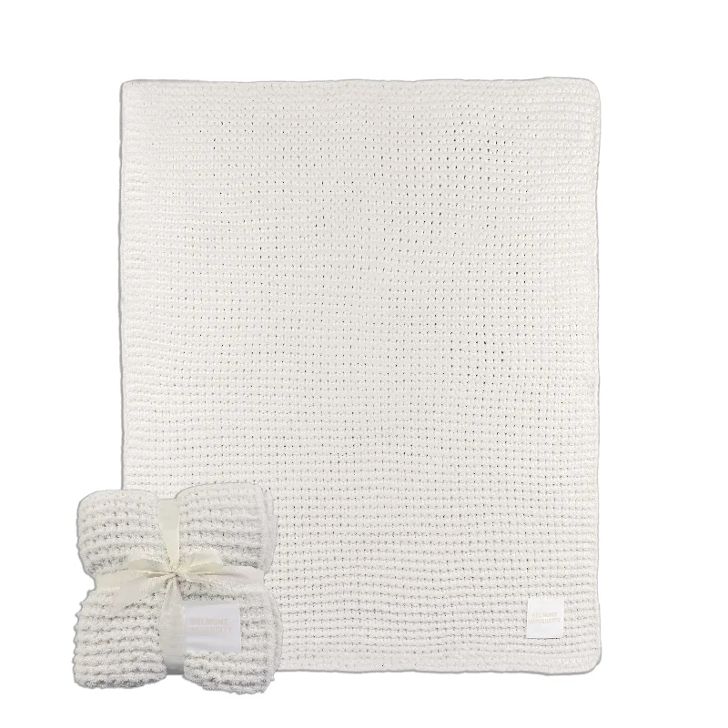 Team Home Textiles with Soft, Plush Materials for Maximum Comfort-Belmont University Ivory Cable Knit Throw 50x60