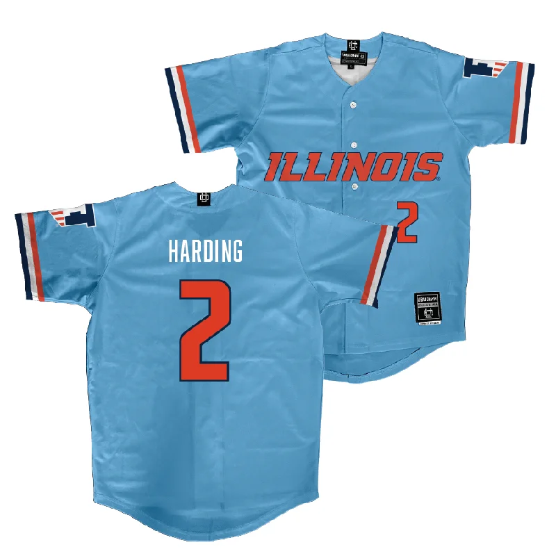 Bright Colored Baseball Jersey for Team Spirit-Illinois Light Blue Baseball Jersey - Brody Harding #2